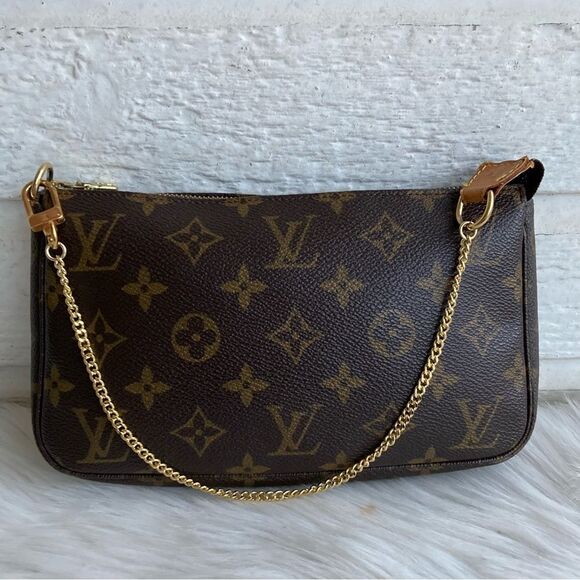 LOUIS VUITTON Monogram Chain Baguette Hobo Chain Bag Pouchette Felicie Liv - Picture 2 of 14